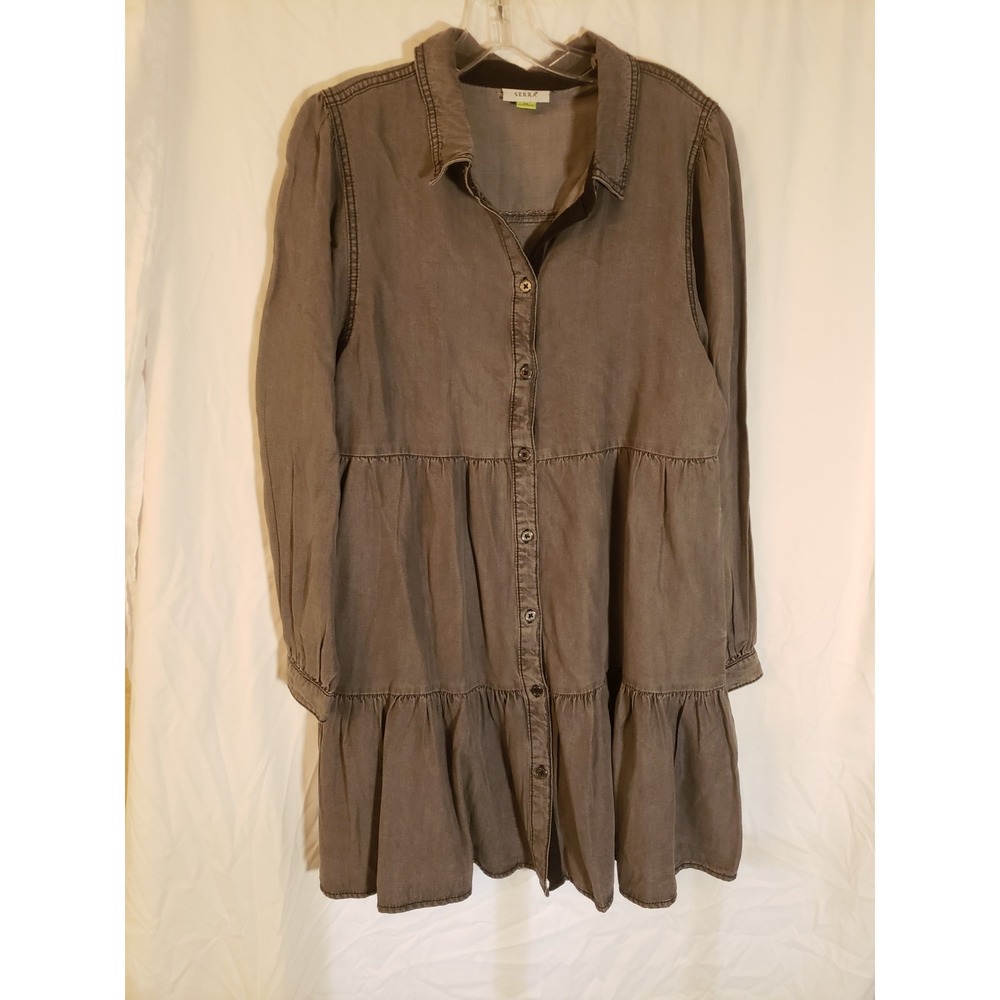 Women's Serra Faded Black Long Sleeve Shirt Dress Size M (1400)